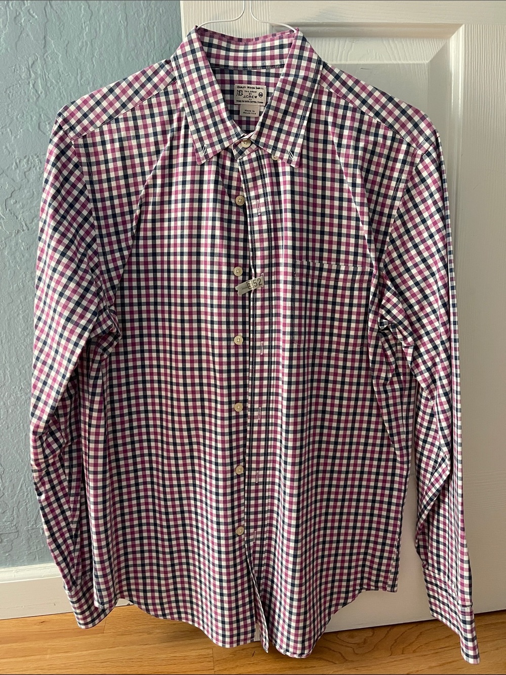 J. Crew Men's Check Button-Down Shirt in Pink and Navy